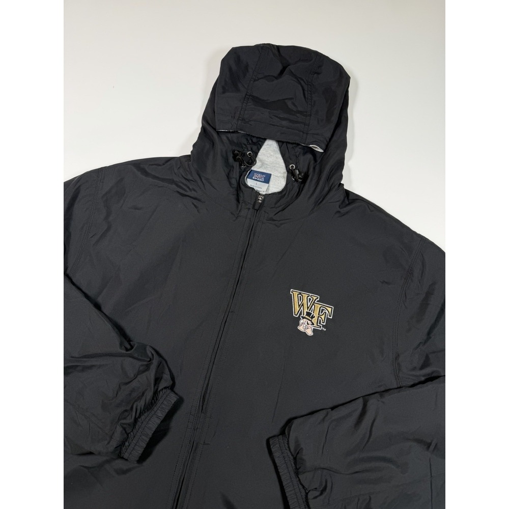 MV Sport Wake Forest Mens Large Black Hooded Jacket Fleece Lined Style